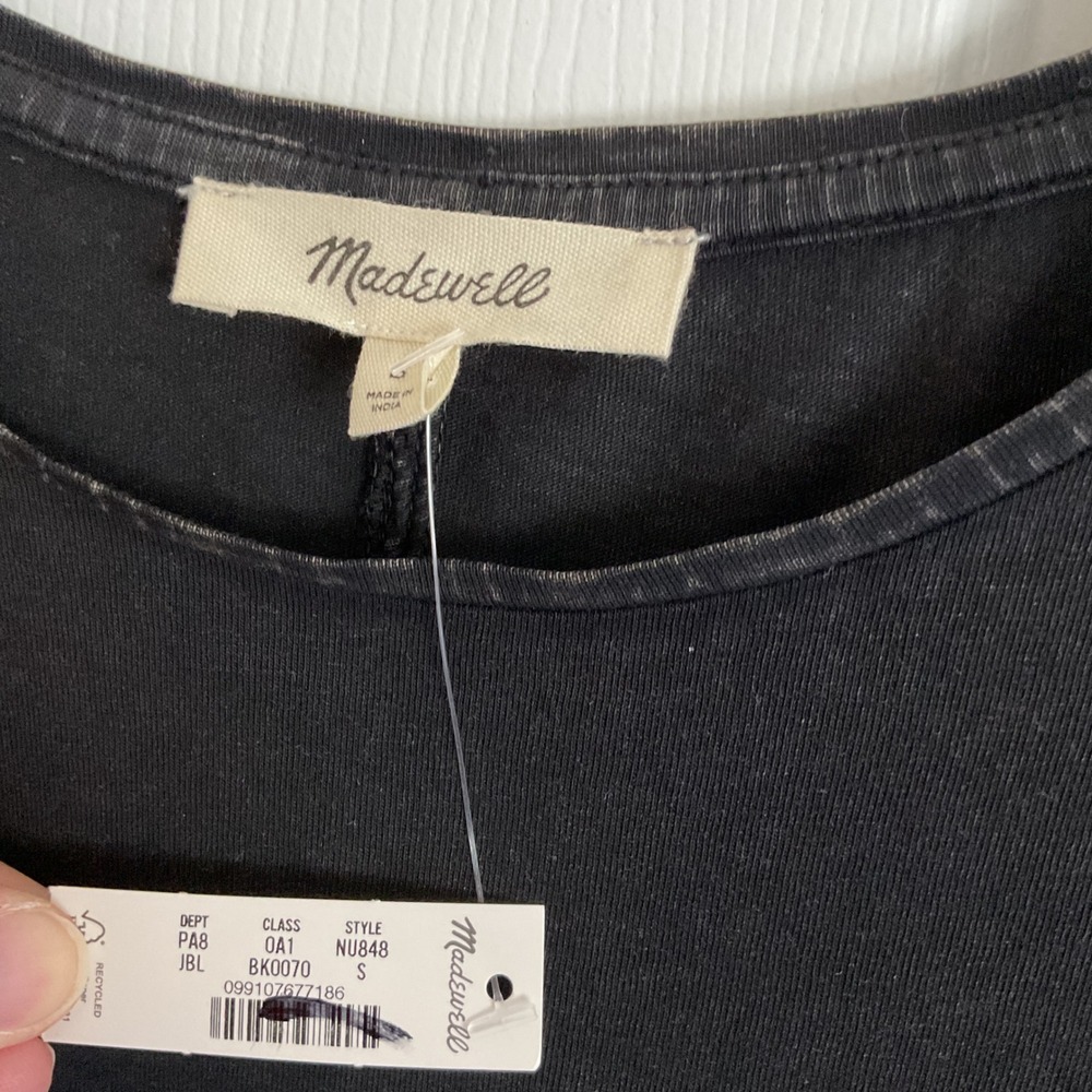 Madewell Womens Small Essential Slim Tee Lightweight Cotton Black Crew Neck - Picture 3 of 7